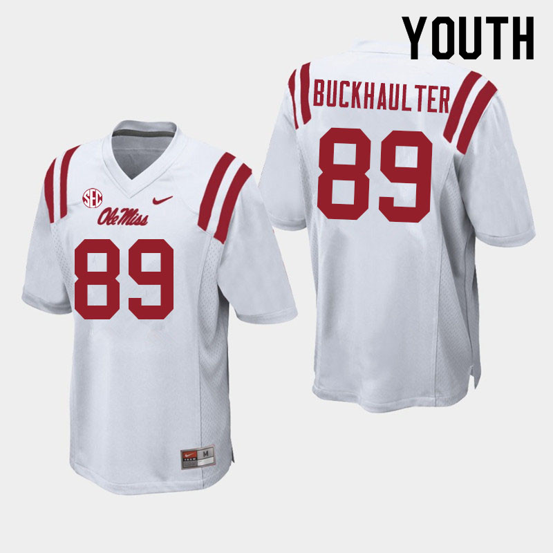 Brandon Buckhaulter Ole Miss Rebels NCAA Youth White #89 Stitched Limited College Football Jersey TTG1358EZ